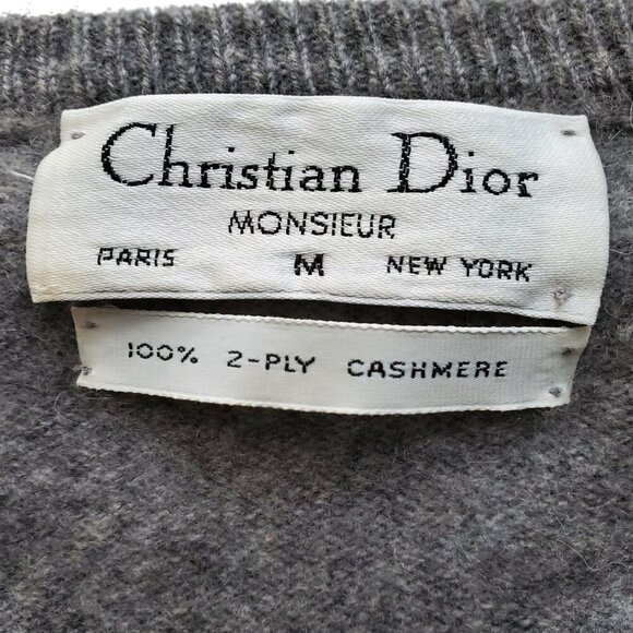 Christian Dior Monsieur Cashmere 2 Ply Gray Long sleeve V-Neck Size M - Picture 4 of 9